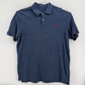 Polo Ralph Lauren Polo Men XL Blue Heathered Cotton Classic Fit Pony Logo